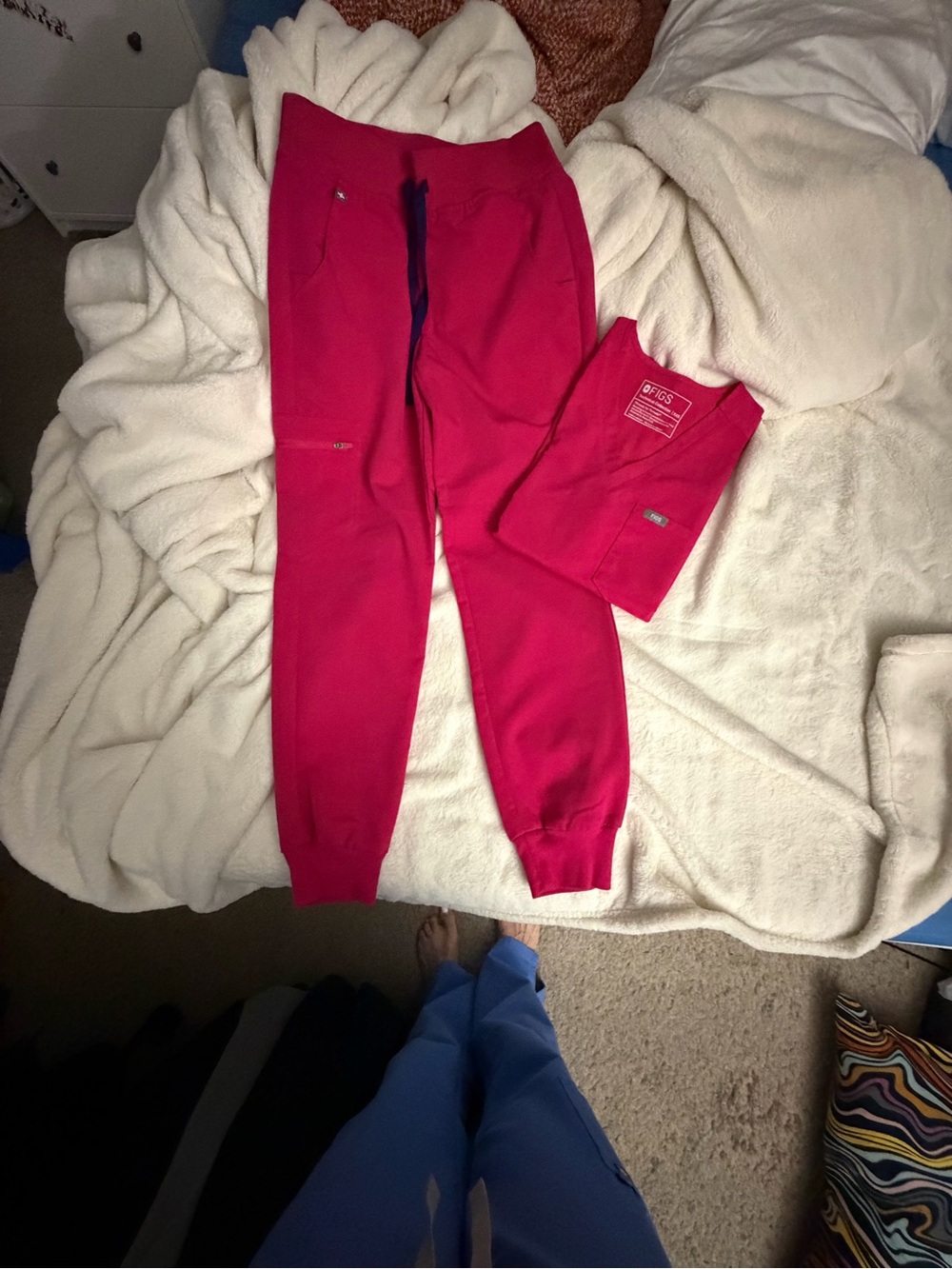 Figs Hot Pink Drawstring Jogger Pants and Katarina tops